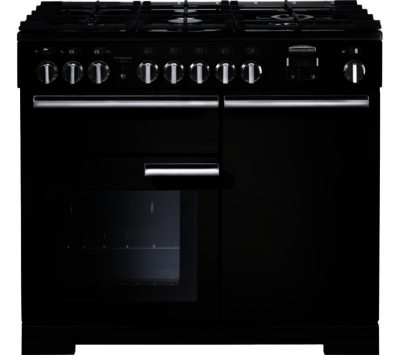 RANGEMASTER  Professional Deluxe 100 Dual Fuel Range Cooker - Black & Chrome